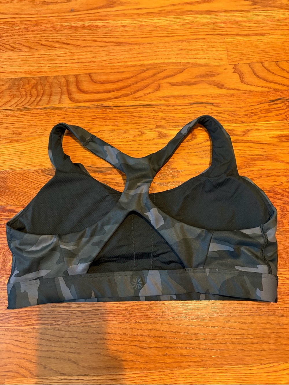 Athleta Women's Camo Racerback Sports Bra - Black/Gray size Large - Picture 2 of 3
